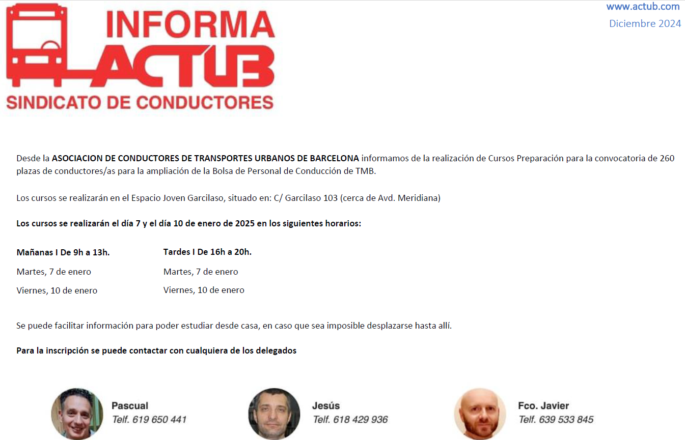 CURSO CONDUCTORES ACTUB BOLSA 2025